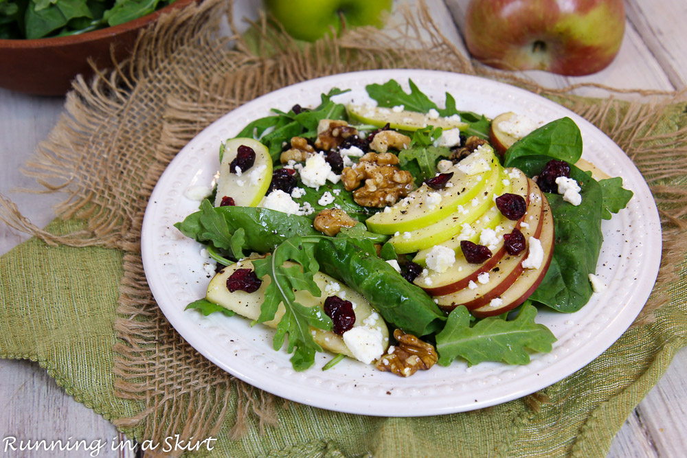 Apple Cranberry Salad on a white plate.