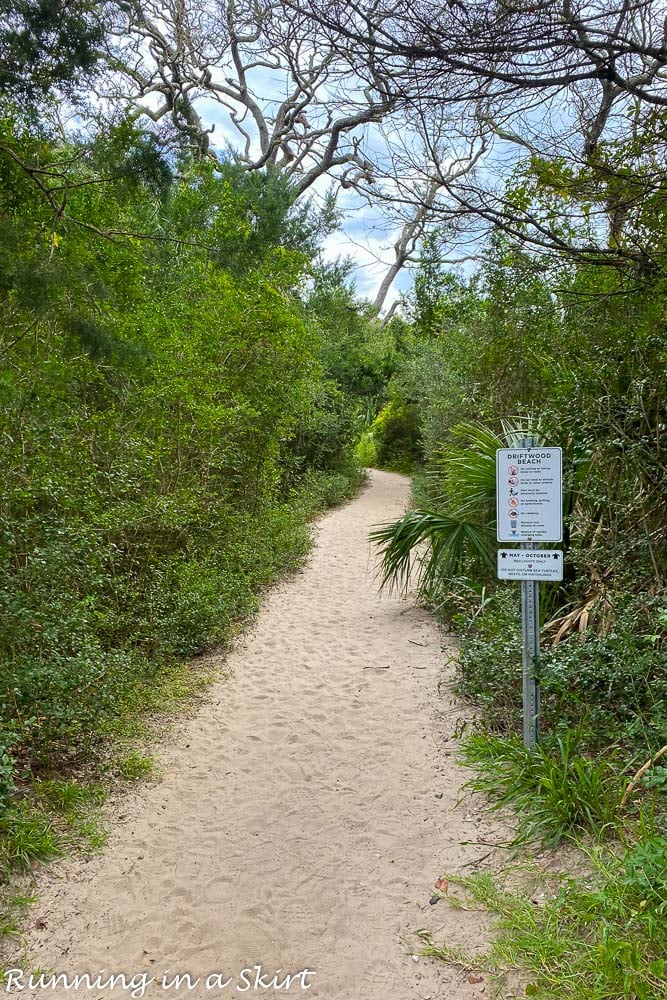 Beach access point sign.