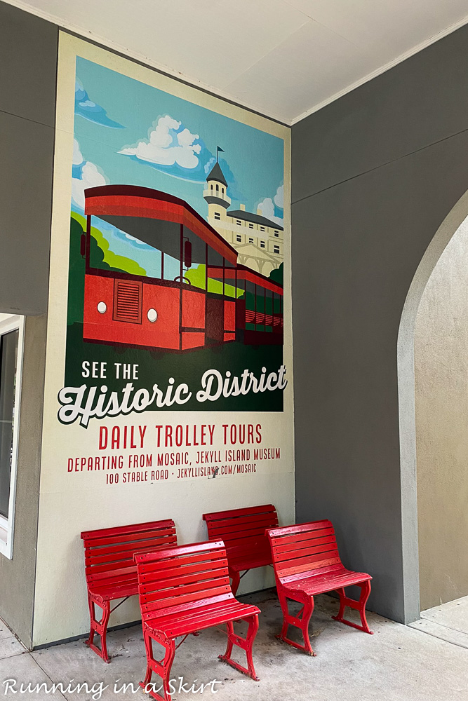 Sign showing historic trolley tours.