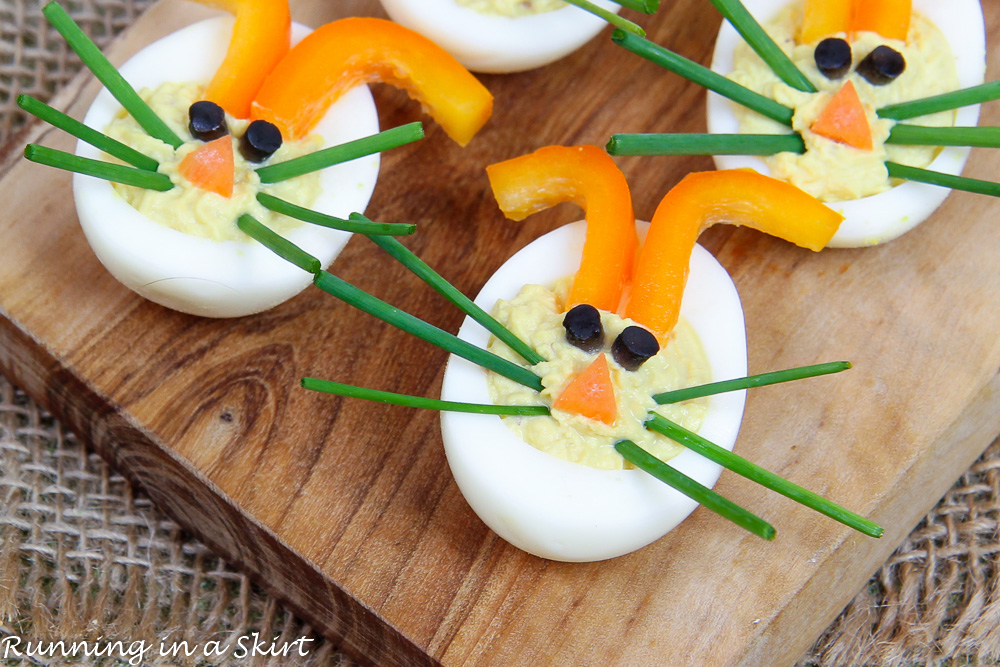 Close up of Easter Deviled Eggs recipe.