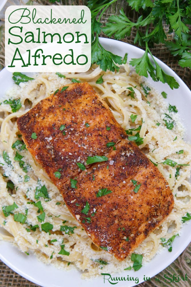 Blackened Salmon Alfredo Pasta recipe Pinterest Pin