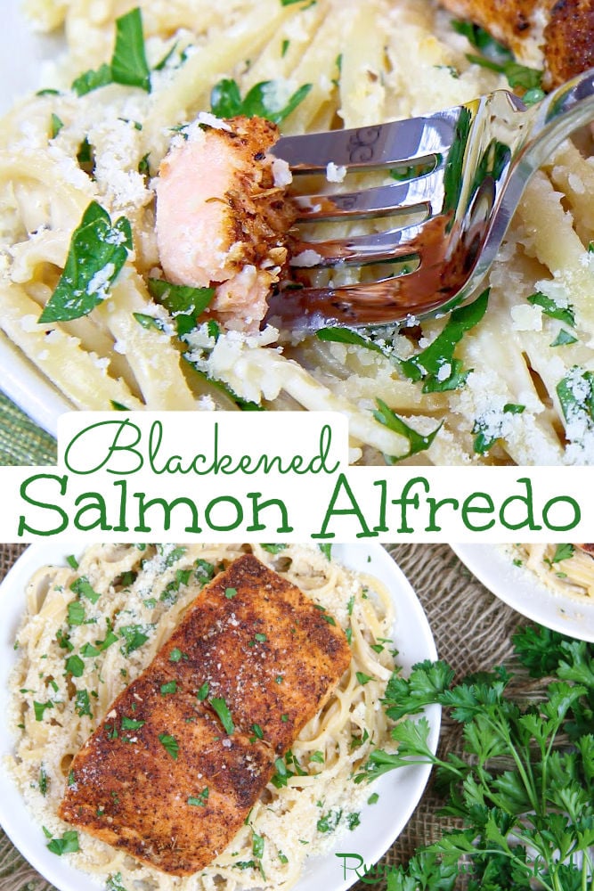 Blackened Salmon Alfredo Pasta recipe Pinterest Pin