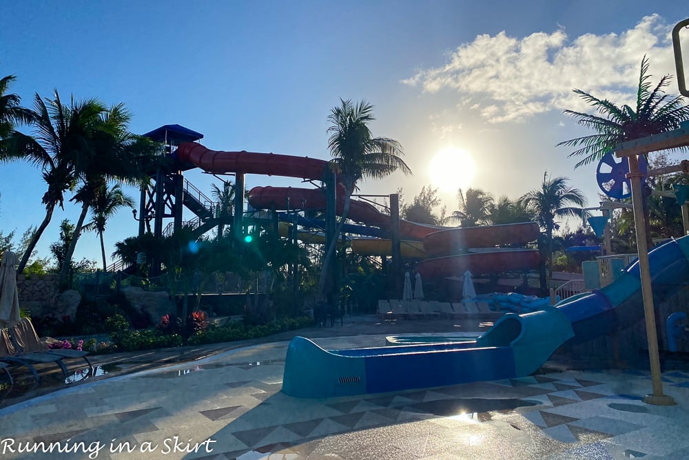 Big slides at Pirates Island Water Park.