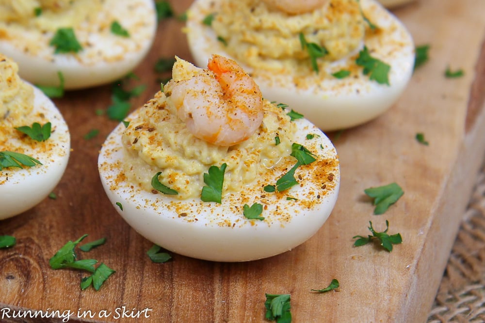 Cajun Shrimp Deviled Eggs - I Am Homesteader