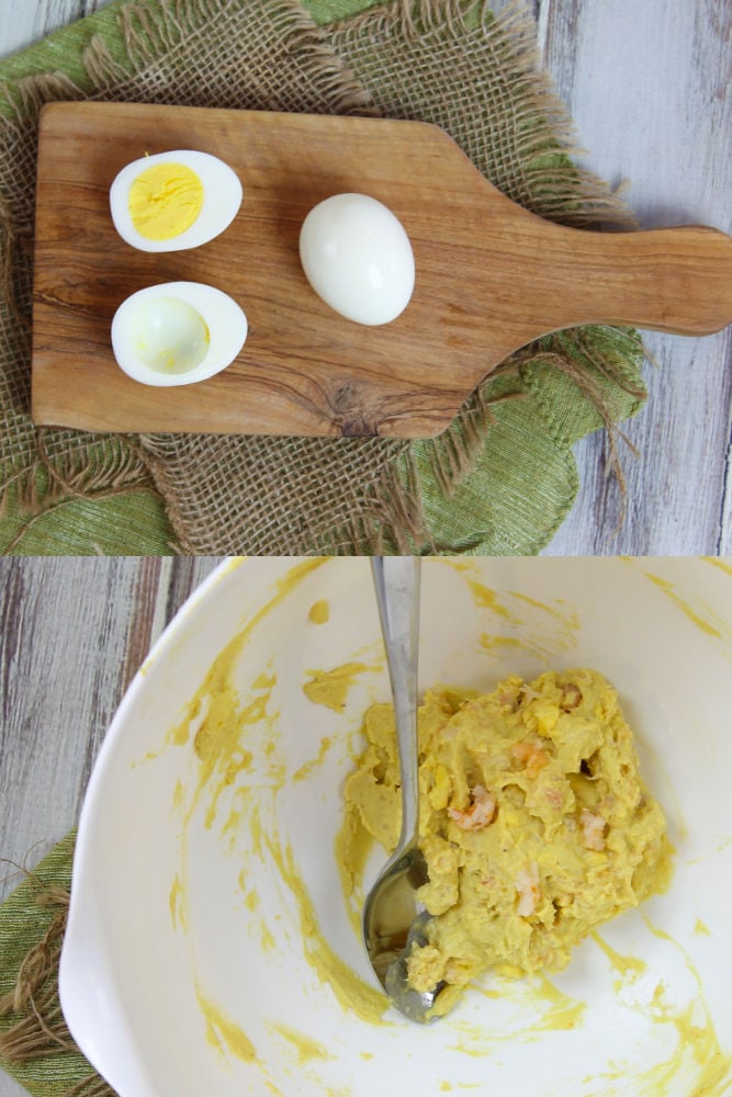 Shrimp Deviled Eggs process photos.