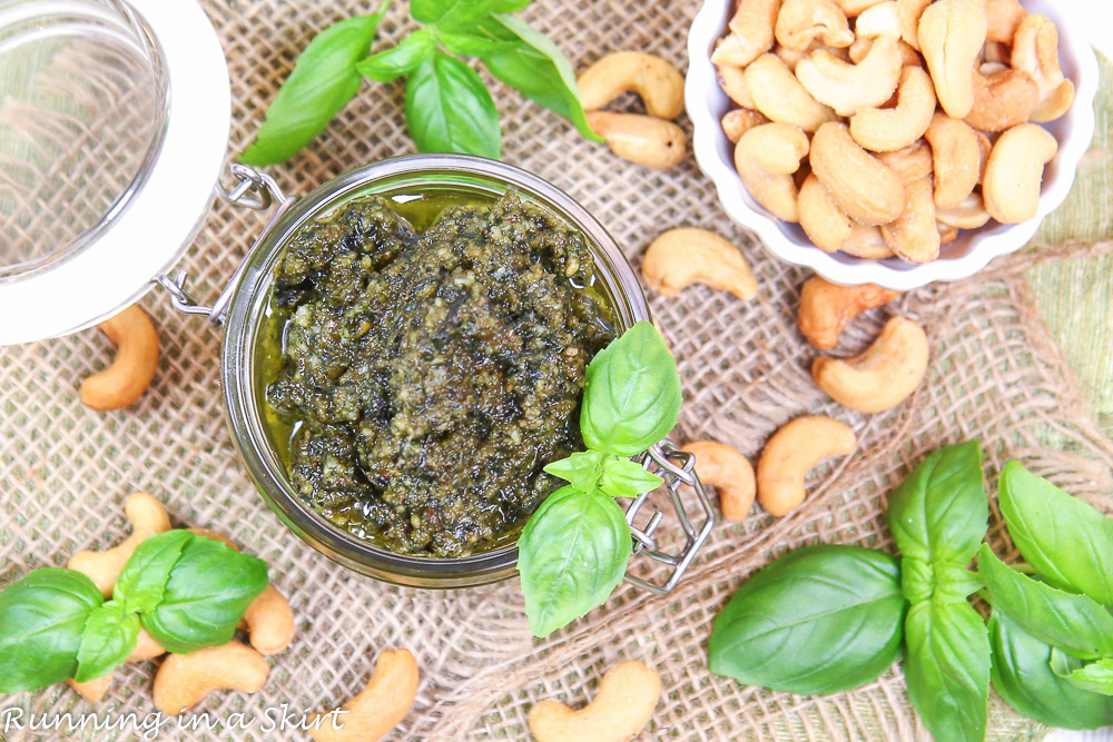 Overhead shot of Cashew Pesto recipe.