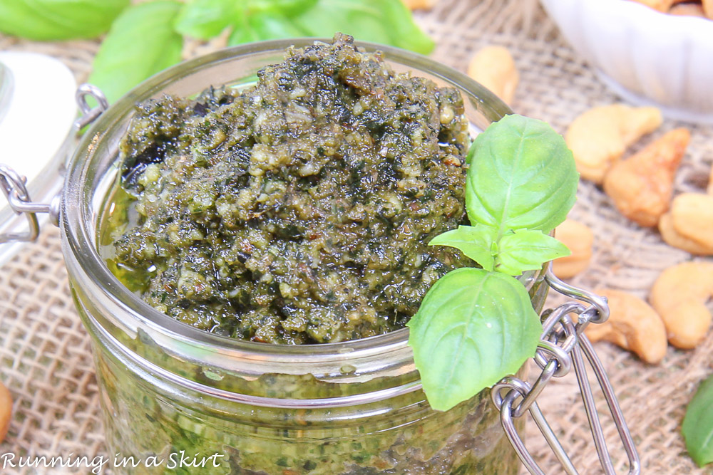 Cashew Pesto recipe close up.