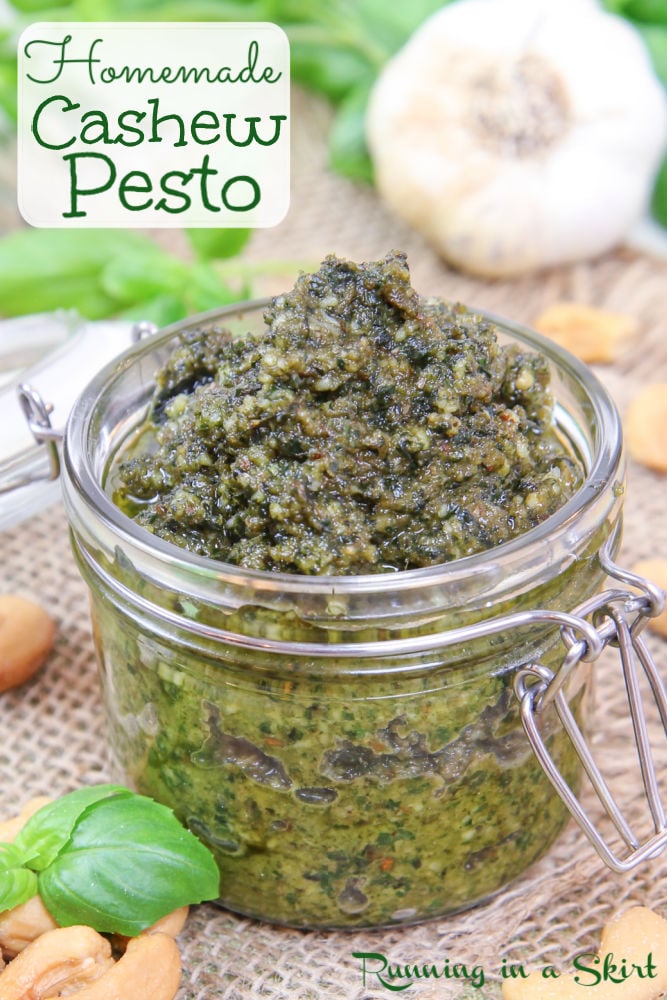 Cashew Pesto recipe Pinterest Collage