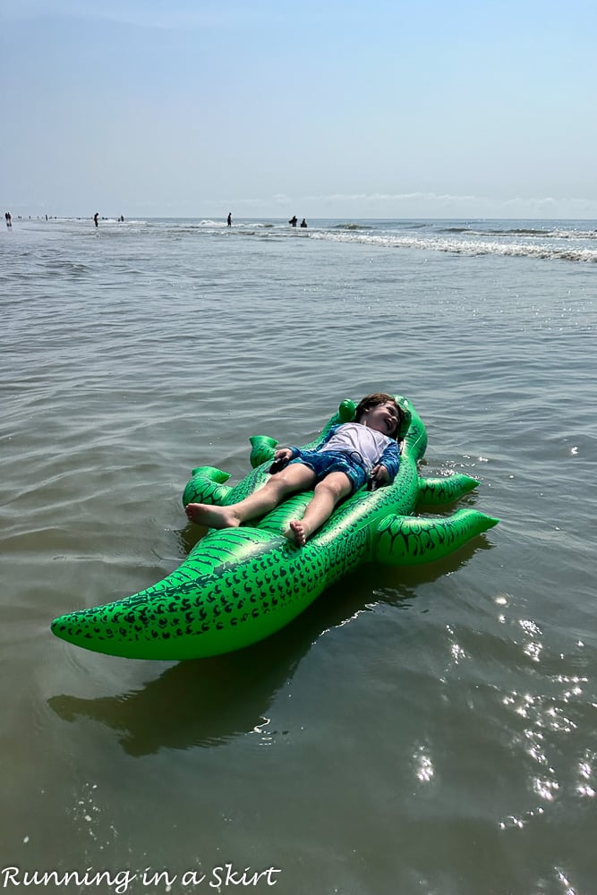 Kid playing on the beach in Hilton Head Island SC.