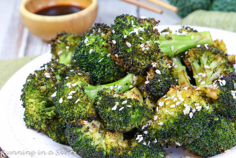 Roasted Asian Broccoli recipe on a plate.