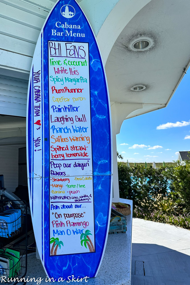 Bald Head Island Restaurants - Cabana Cocktail Menu