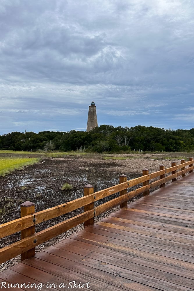 Bald Head Island NC road to Old Baldy lighthouse.