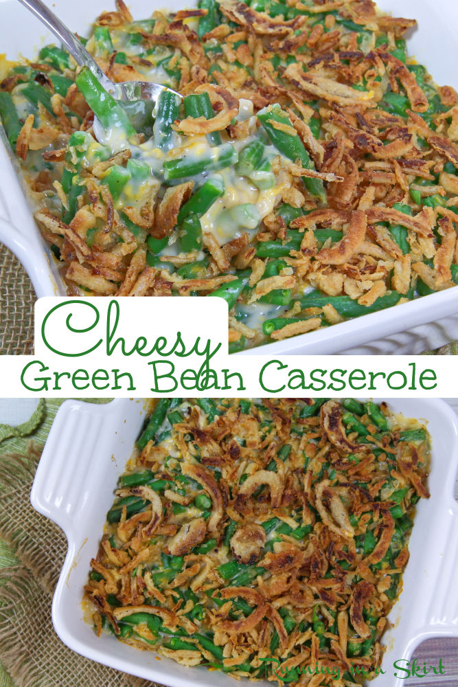 Cheesy Green Bean Casserole with fresh green beans Pinterest Collage