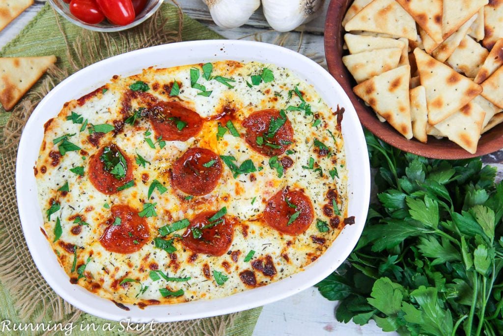 Cottage Cheese Pizza Bowl overhead shot.