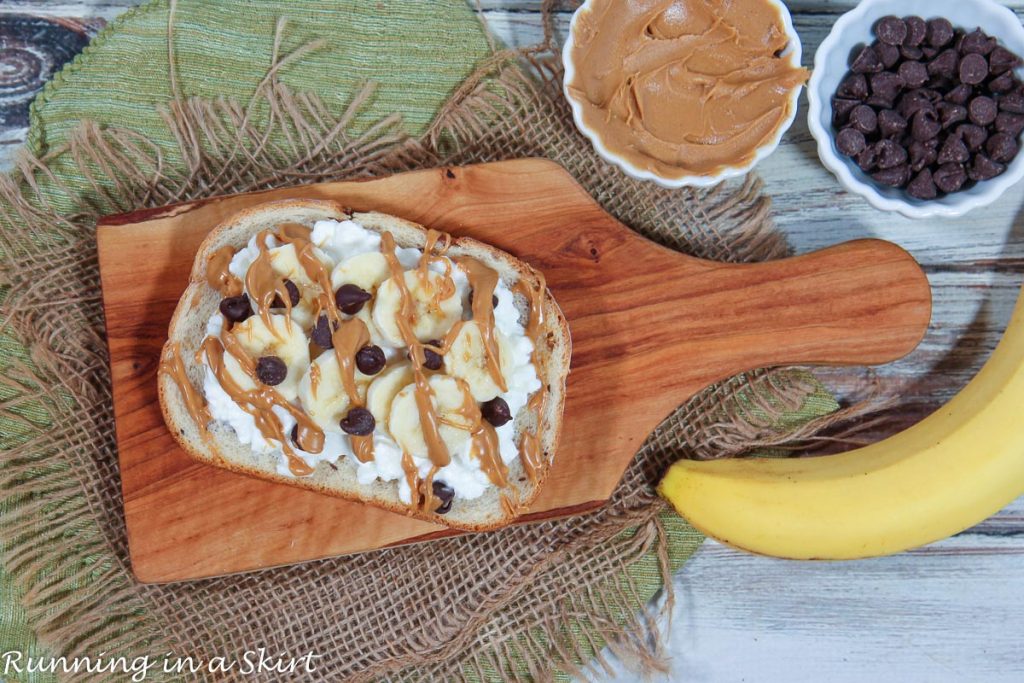 Close up of sweet Cottage Cheese Toast recipes.