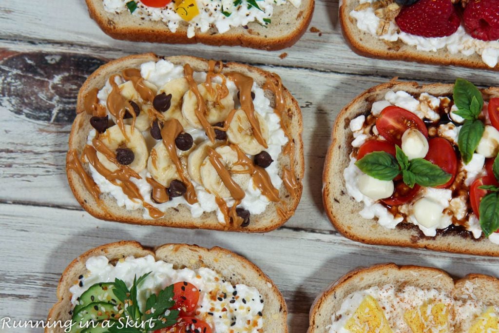 Cottage Cheese Toast ideas on a plate.