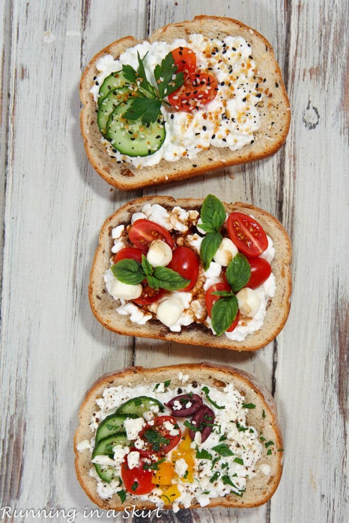 3 Savory Cottage Cheese Toast options.