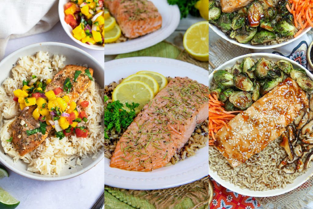 Collage of Healthy Salmon Recipes for Dinner.