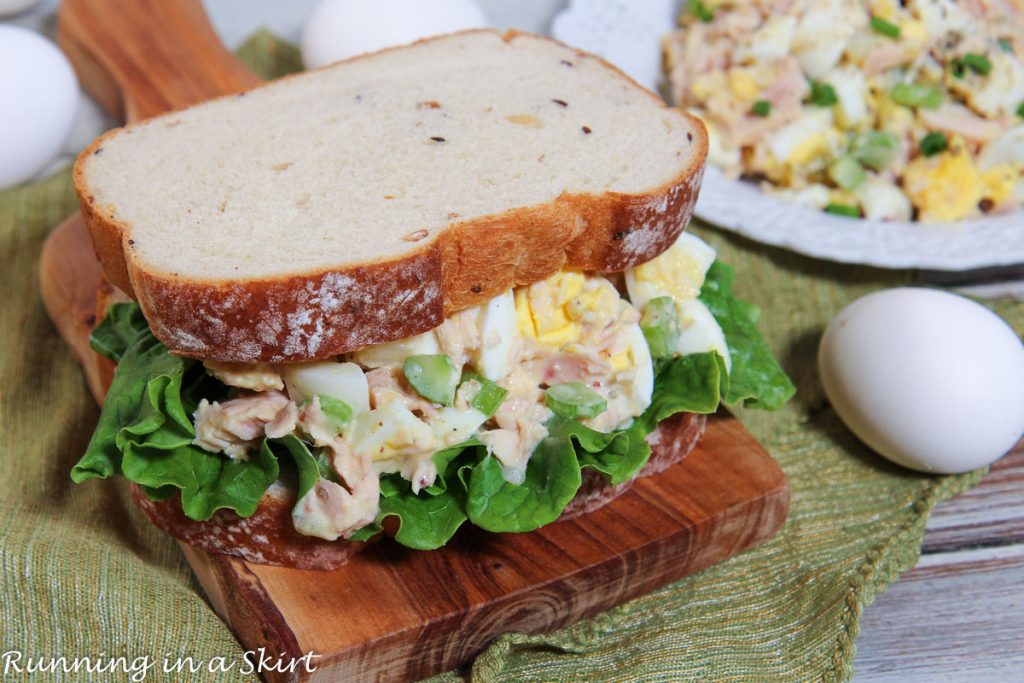 Tuna Salad with Eggs on a sandwich.