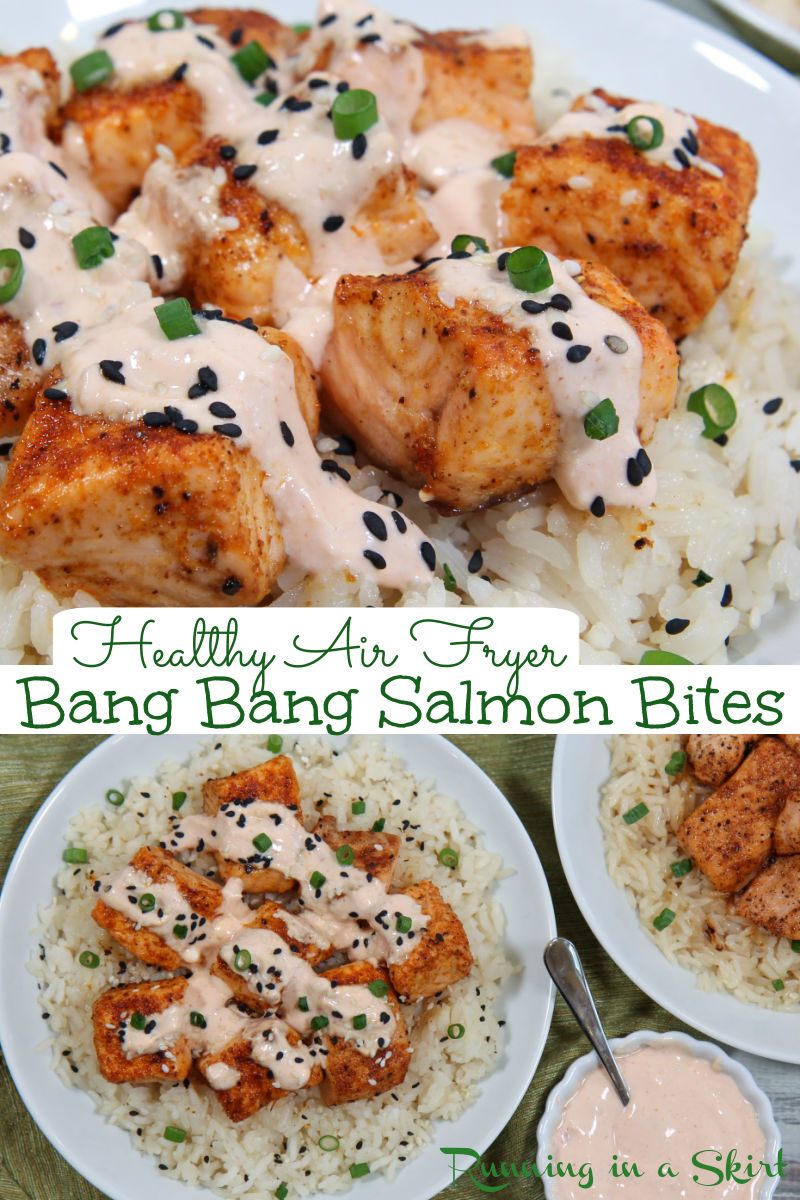 Air Fryer Bang Bang Salmon Bites via @juliewunder