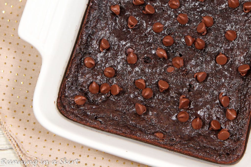 Cottage Cheese Brownies in a baking dish