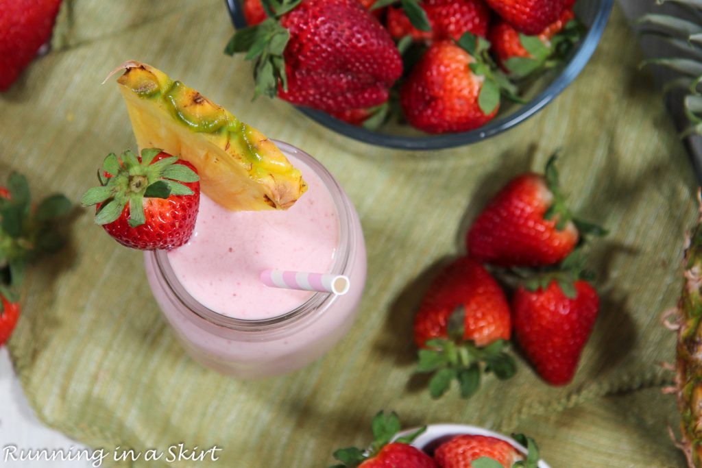 Cottage Cheese Smoothie overhead shot.
