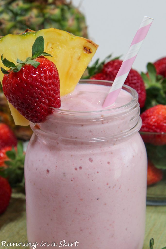 Cottage Cheese Smoothie close up.