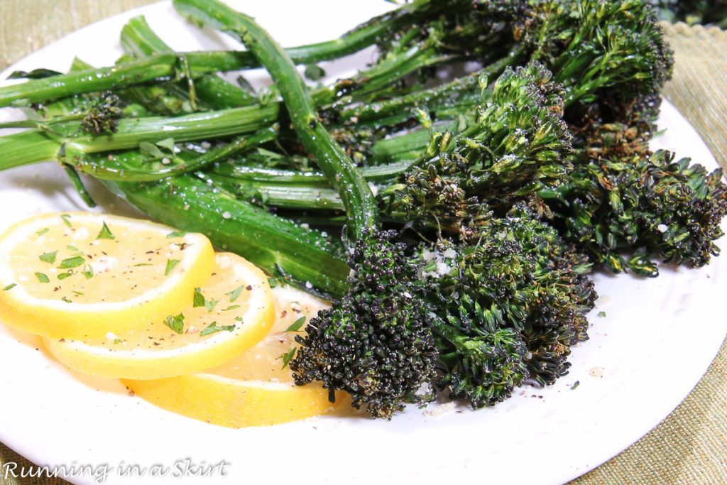 Air Fryer Broccolini on a plate.