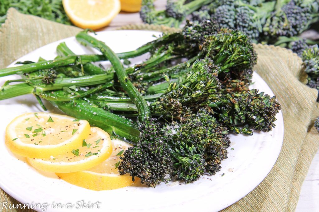 Air Fryer Broccolini on a plate.