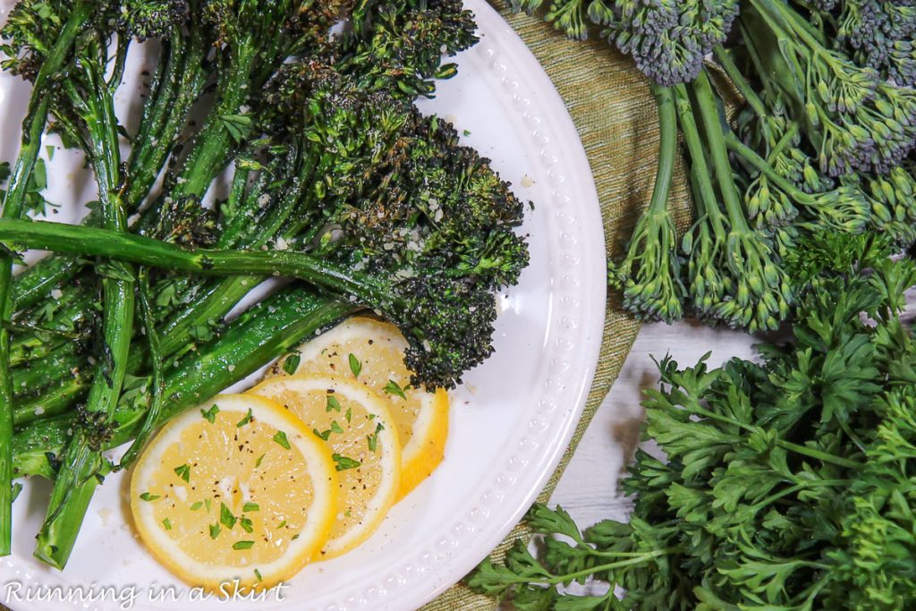 Air Fryer Broccolini overhead shot.
