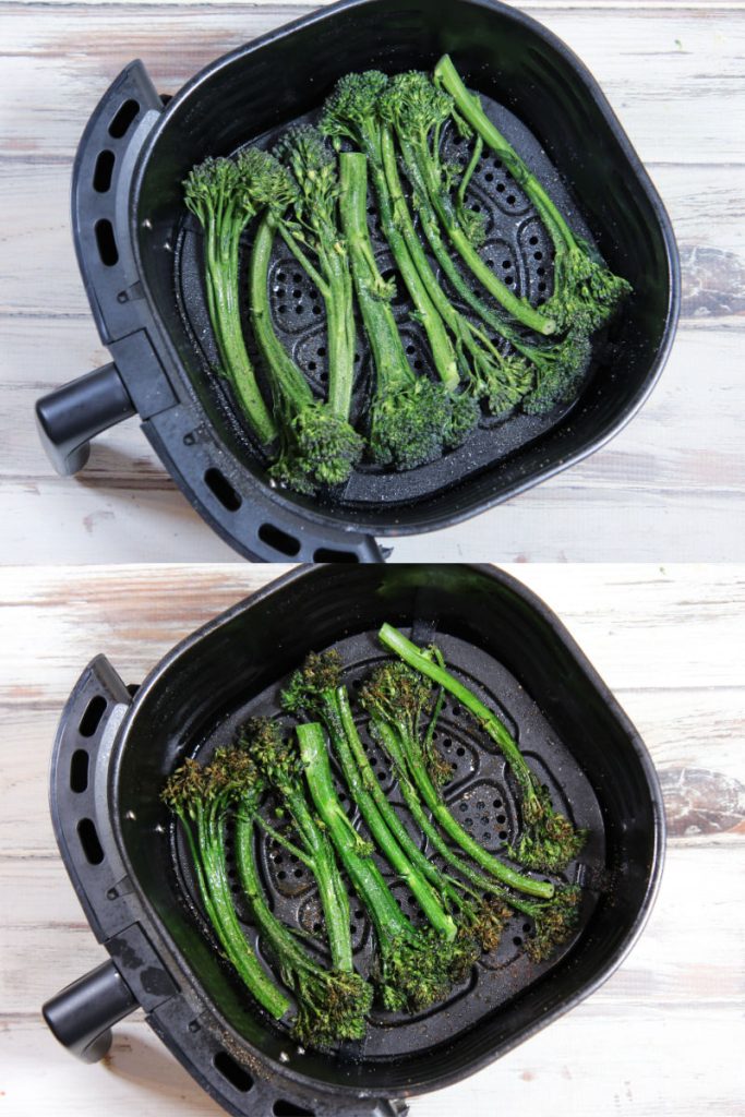 Process photo collage showing how to cook it in the air fryer.