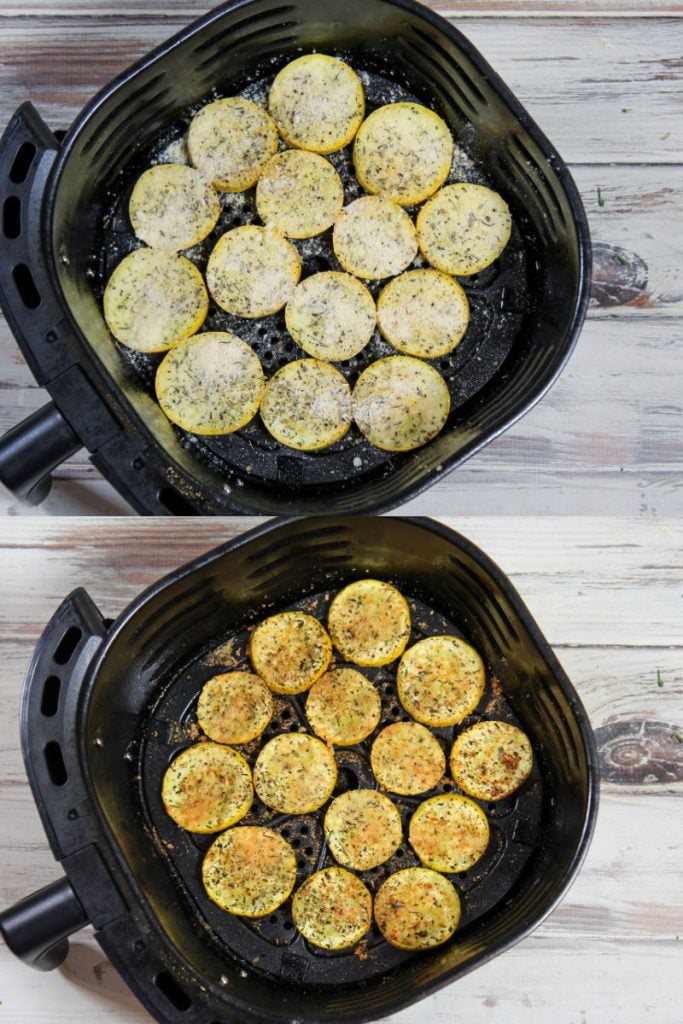 Process photos showing how to make the summer squash.