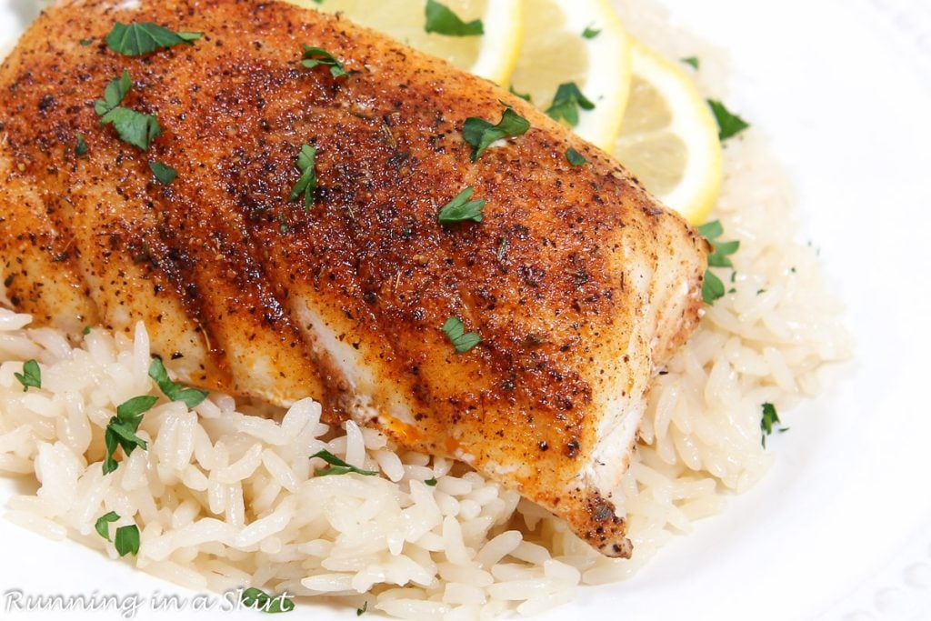 Blackened Grouper on a plate.