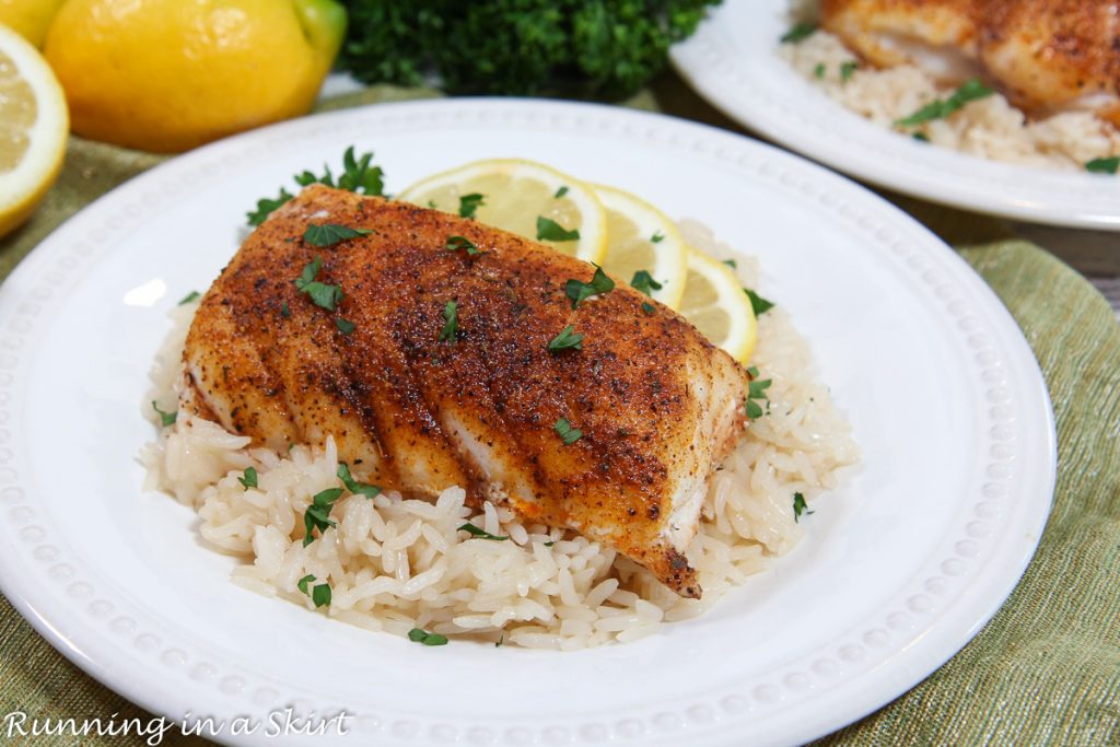 Blackened Grouper on a plate.