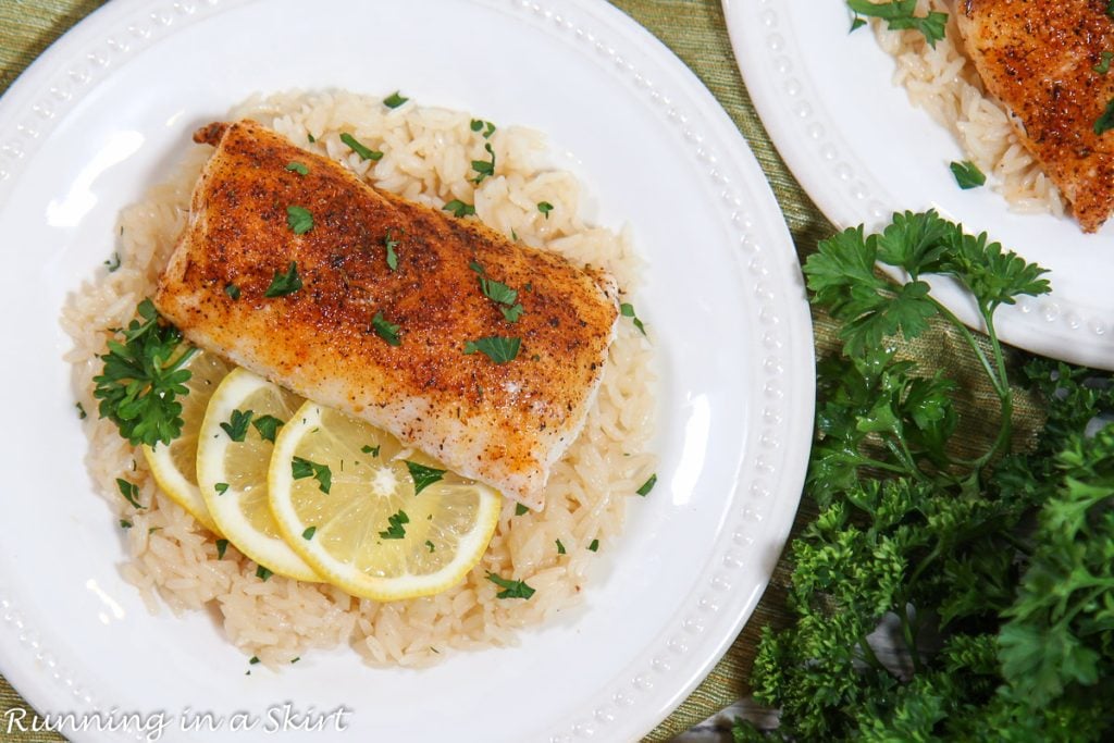 Blackened Grouper Baked on a plate.