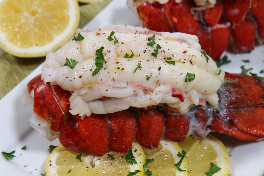 Steamed Lobster Tail close up.
