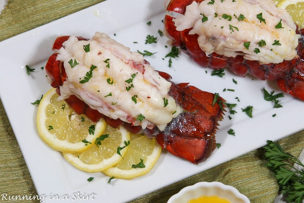 Steamed Lobster Tail overhead shot