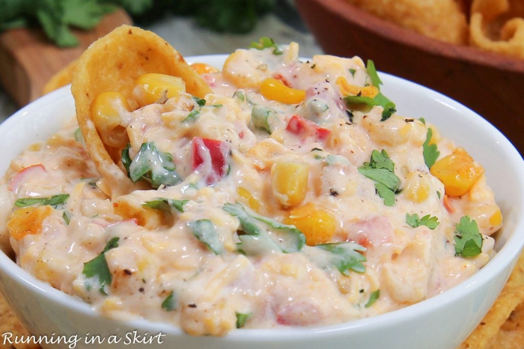 Corn Dip with Cream Cheese close up.