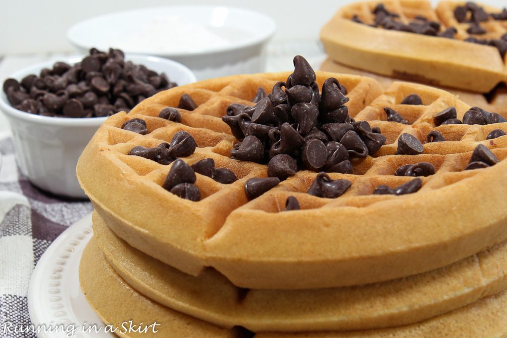 Chocolate Chip Waffle recipe on a plate.