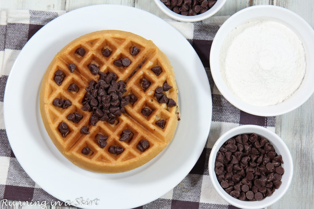Chocolate Chip Waffle recipe overhead shot