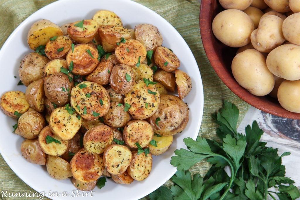 Air Fryer Baby Potatoes on a plate.