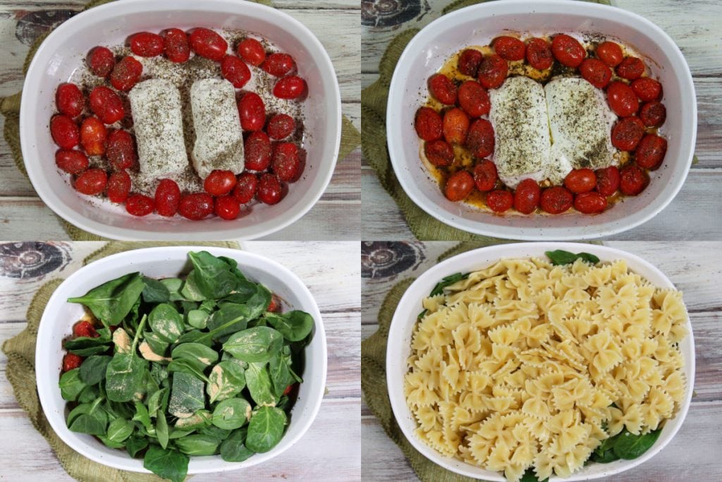Process photo collage showing how to make the pasta.