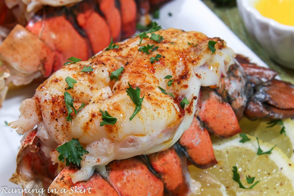 Broiled Lobster Tail recipe close up.