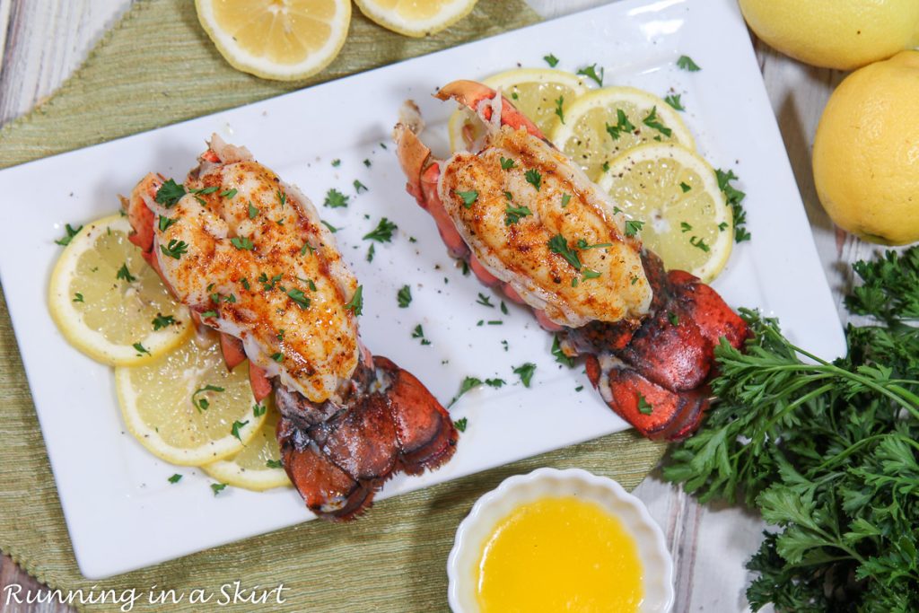Broiled Lobster Tail recipe on a plate.
