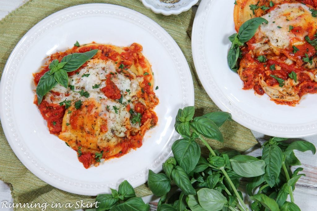 Crockpot Ravioli Lasagna overhead shot