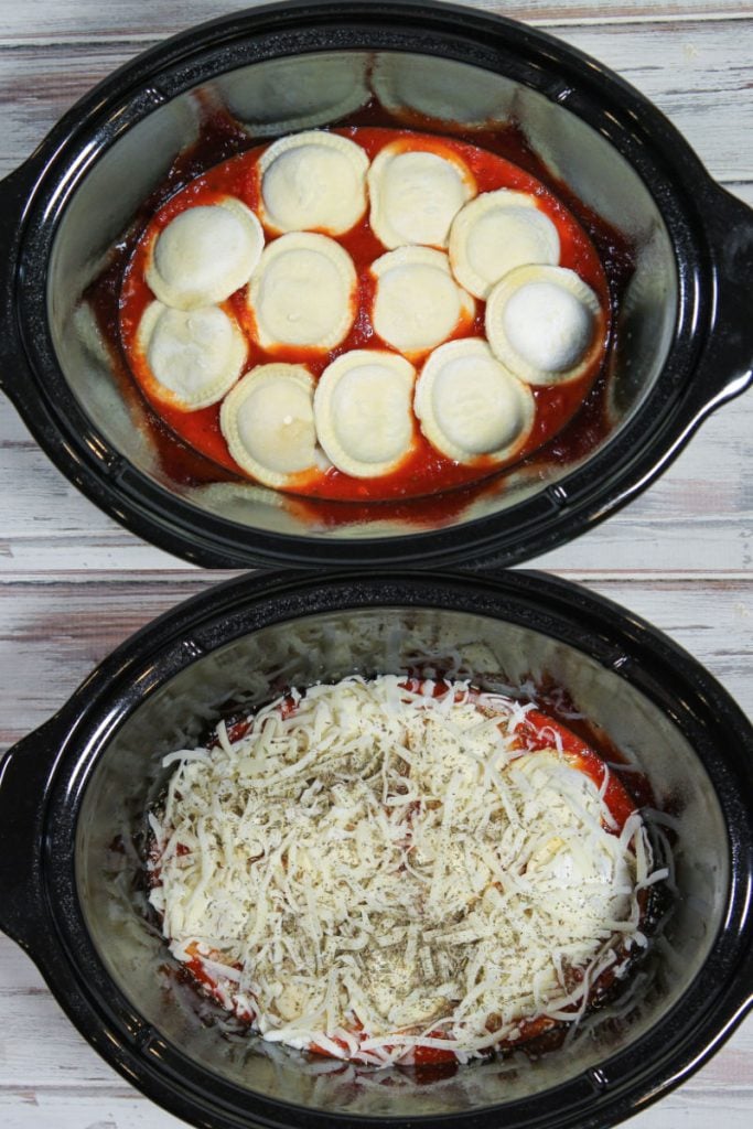 Process photos collage showing how to layer the lasagna.