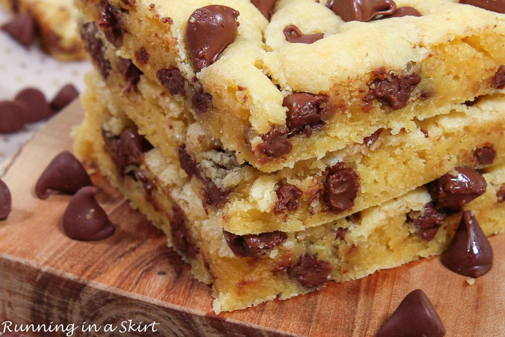 Cake Mix Cookie Bars close up.