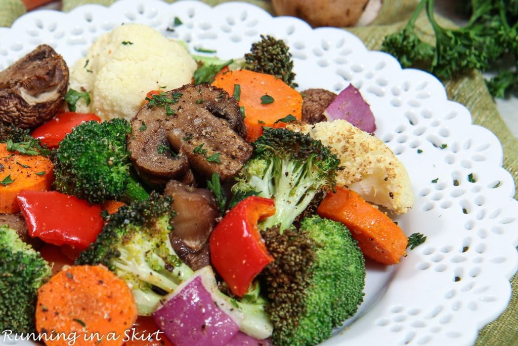 Air Fryer Roasted Vegetables close up