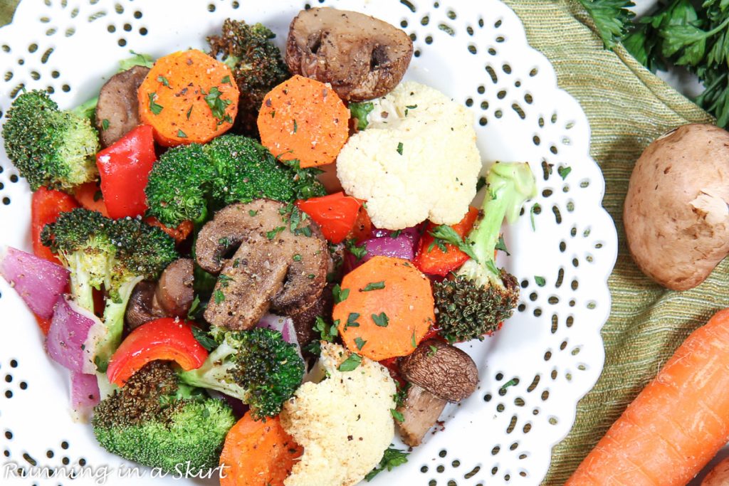 Air Fryer Roasted Vegetables overhead shot.