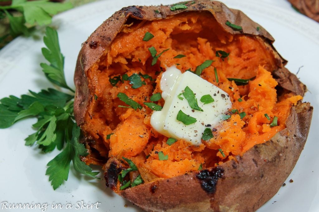 Air Fryer Sweet Potato on a plate.